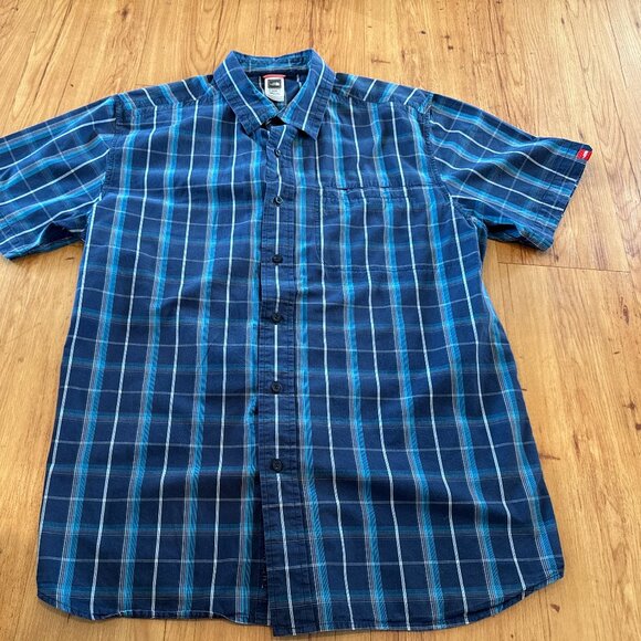 The North Face Shirt Adult Mens XL Dark Blue Tartan Plaid Button Up W Pocket - Picture 1 of 7